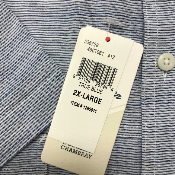 IZOD Men's Saltwater Relaxed Shirt XXL True Blue - Picture 4 of 6